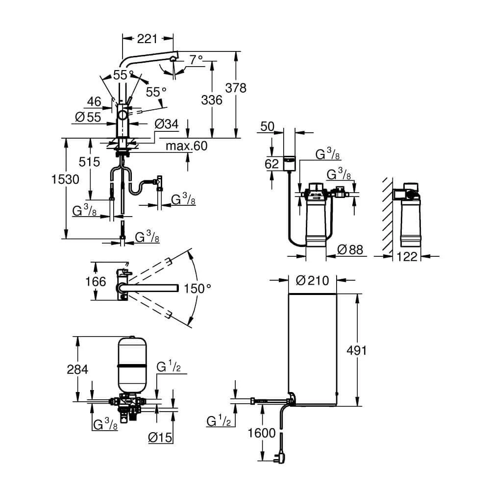 Grohe Red II Duo L Spout Tap & L Size Boiler - SuperSteel - 30340DC1 4 Grohe Red II Duo L Spout Tap & L Size Boiler - SuperSteel - 30340DC1 - Image 2