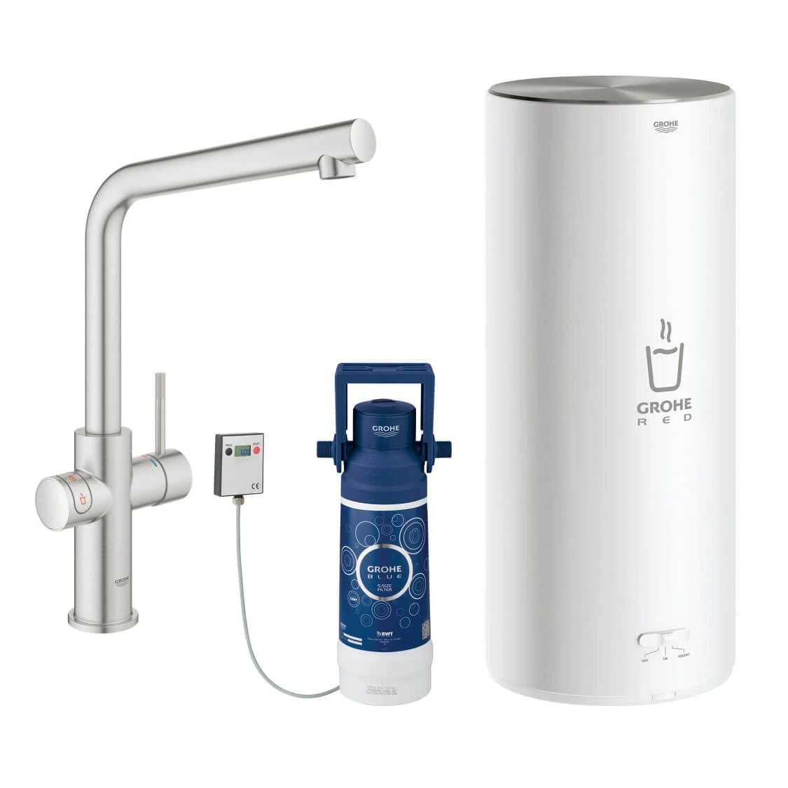 Grohe Red II Duo L Spout Tap & L Size Boiler - SuperSteel - 30340DC1 3 Grohe Red II Duo L Spout Tap & L Size Boiler - SuperSteel - 30340DC1