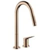 AXOR Citterio M Single Lever Kitchen Mixer Tap 220 With Pull Out Spray 2TH - Polished Red Gold - 34822300