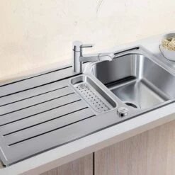 Blanco LANTOS 5 S-IF Reversible Stainless Steel 1 Bowl Inset Kitchen Sink - Brushed Finish - 450841 -Home Kitchen 4 5 450841 lifestyle1