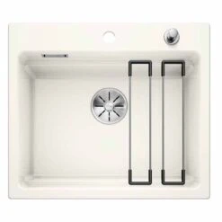 Blanco ETAGON 6 Ceramic PuraPlus 1 Bowl Inset Kitchen Sink With Drain Remote Control - Crystal White - 525156