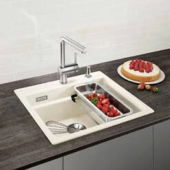Blanco ETAGON 6 Ceramic PuraPlus 1 Bowl Inset Kitchen Sink With Drain Remote Control - Crystal White - 525156 12 Blanco ETAGON 6 Ceramic PuraPlus 1 Bowl Inset Kitchen Sink With Drain Remote Control - Crystal White - 525156 -Home Kitchen 5 2 525156 lifestyle1