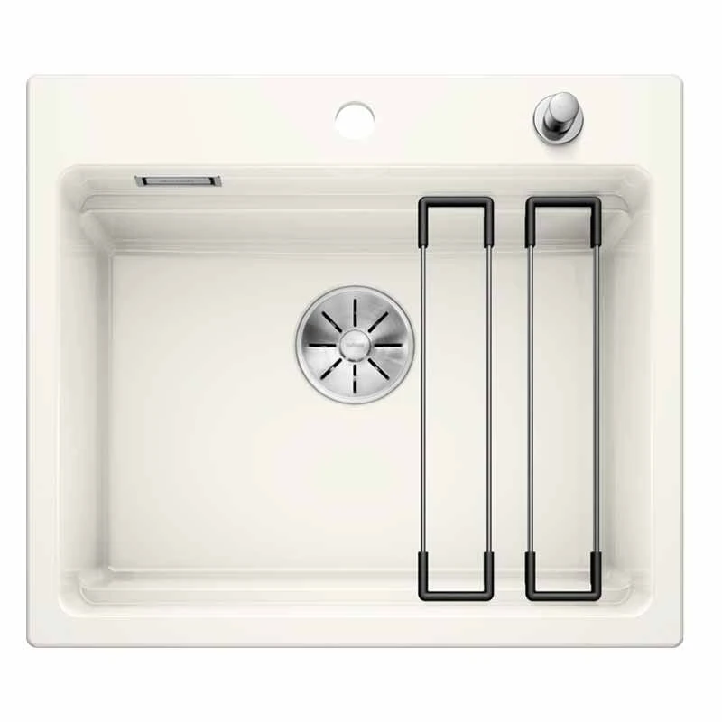 Blanco ETAGON 6 Ceramic PuraPlus 1 Bowl Inset Kitchen Sink With Drain Remote Control - Crystal White - 525156 3 Blanco ETAGON 6 Ceramic PuraPlus 1 Bowl Inset Kitchen Sink With Drain Remote Control - Crystal White - 525156