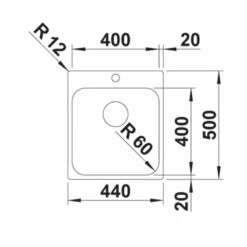 Blanco SUPRA 400-IF/A Stainless Steel 1 Bowl Undermount Kitchen Sink - Brushed Finish - 526352 -Home Kitchen 5 2 526352 dimensions