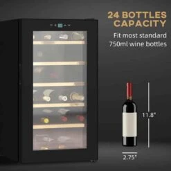HOMCOM 24 Bottles Wine Cooler With Touch Screen Control - Black - 800-150V70 -Home Kitchen 6tr40f18a831ce8b5.jpg