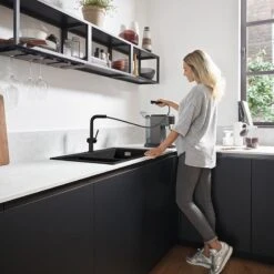 Hansgrohe Talis M54 Single Lever Kitchen Mixer 270, Pull-Out Spout, 1jet - Matt Black - 72808670 -Home Kitchen 7 2 72808670 2