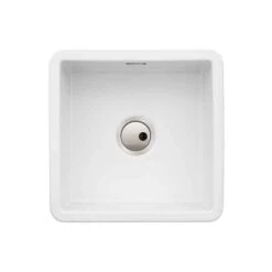 Abode Sandon Single Bowl Ceramic Kitchen Sink - White - AW1030