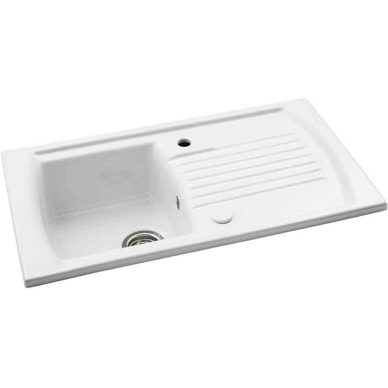 Abode Milford Single Bowl Ceramic Kitchen Sink - White - AW1042 4 Abode Milford Single Bowl Ceramic Kitchen Sink - White - AW1042 - Image 2