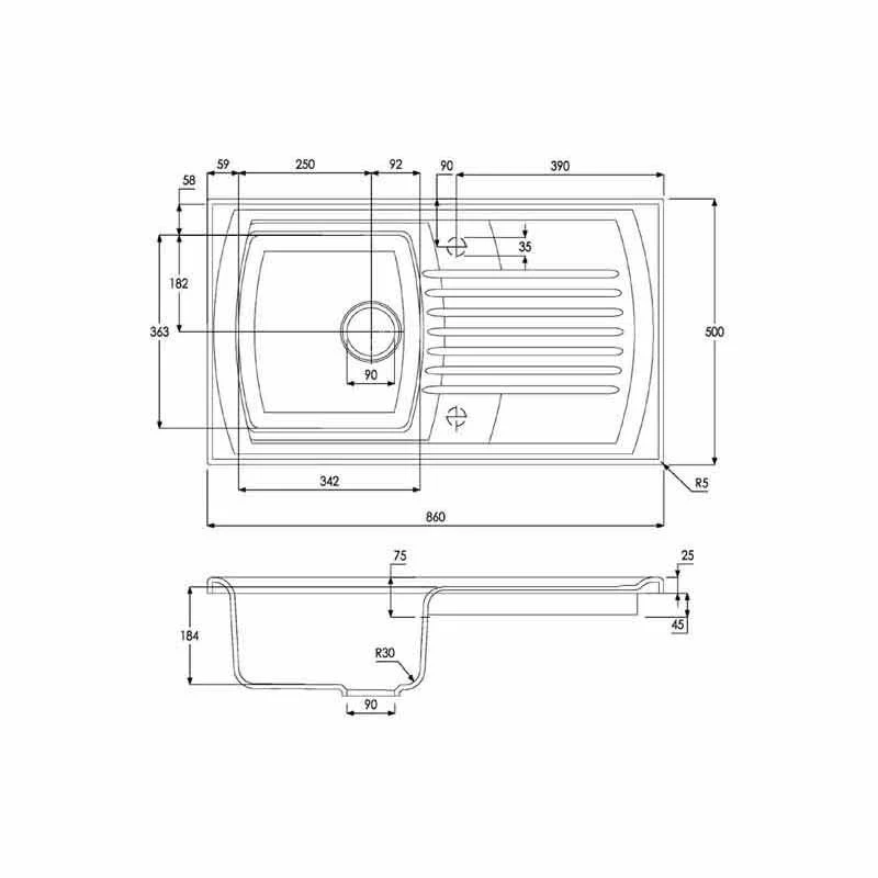 Abode Milford Single Bowl Ceramic Kitchen Sink - White - AW1042 5 Abode Milford Single Bowl Ceramic Kitchen Sink - White - AW1042 - Image 3