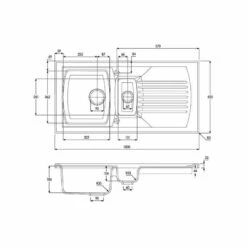 Abode Milford 1.5 Bowl Ceramic Kitchen Sink - White - AW1043 -Home Kitchen a w aw1043 2