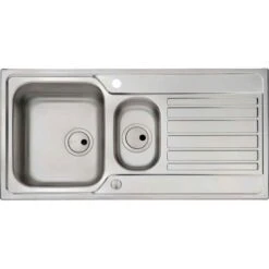 Home Kitchen 33 Abode Connekt Single Bowl & Drainer Stainless Steel Kitchen Sink - AW5057