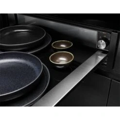 AEG KDK911424M 14cm Warming Drawer - Black Glass & Stainless Steel 15 AEG KDK911424M 14cm Warming Drawer - Black Glass & Stainless Steel -Home Kitchen aeg kdk911424m bowls plates placement on base front view