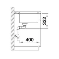 Blanco SUBLINE 700-U Level Silgranit 1 Bowl Undermount Kitchen Sink With Manual InFino Waste - Soft White - 527172 14 Blanco SUBLINE 700-U Level Silgranit 1 Bowl Undermount Kitchen Sink With Manual InFino Waste - Soft White - 527172 -Home Kitchen b l blanco 527172 side view dimensions