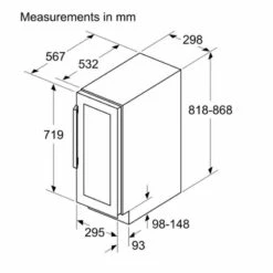 Bosch Series 6 KUW20VHF0G Built-Under 80x30cm Wine Cooler - Black -Home Kitchen b o bosch kuw20vhf0g 5
