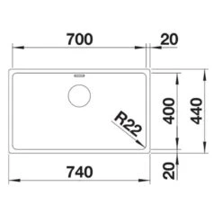 Blanco ANDANO 700-U 1 Bowl Undermount Stainless Steel Kitchen Sink With Manual InFino Drain System - Satin Polish - 522971 -Home Kitchen blanco andano 522971 dimensions 1