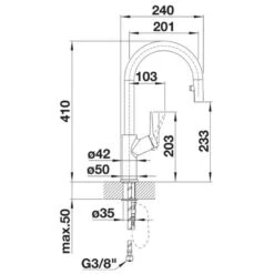 Blanco CARENA-S Vario Pull-Out Spout Silgranit-Look Dual Finish Kitchen Tap - Rock Grey/Chrome - BM3118RG -Home Kitchen blanco carena 521359 dimensions
