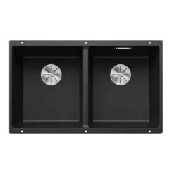 Blanco SUBLINE 350/350-U 2 Bowl Undermount Silgranit Kitchen Sink With Manual InFino Waste - Anthracite - 523574