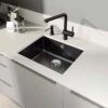 Blanco SUBLINE 500-U 1 Bowl Undermount Ceramic Kitchen Sink With Manual InFino Waste - Black - 523740 -Home Kitchen blanco subline 523740 1