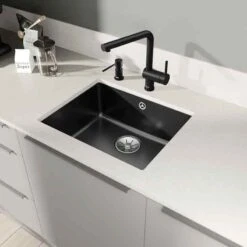 Blanco SUBLINE 500-U 1 Bowl Undermount Ceramic Kitchen Sink With Manual InFino Waste - Black - 523740