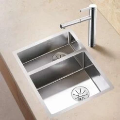 Blanco CLARON 340/180-IF 1.5 Bowl Inset Stainless Steel Kitchen Sink With Manual InFino Waste - Satin Polish - 521608