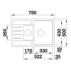 Blanco Legra 6 S Compact Silgranit 1.5 Bowl Inset Reversible Kitchen Sink - Soft White - 527087 -Home Kitchen blanco 527087 dimensions