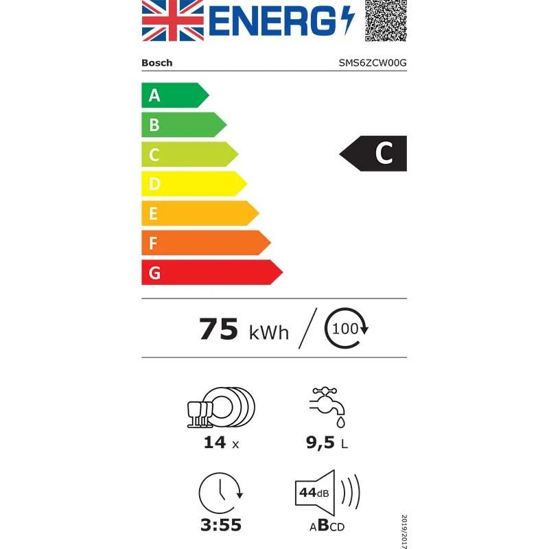 Bosch Series 6 SMS6ZCW00G Free-Standing 60cm Dishwasher With Home Connect - White 11 Bosch Series 6 SMS6ZCW00G Free-Standing 60cm Dishwasher With Home Connect - White - Image 9