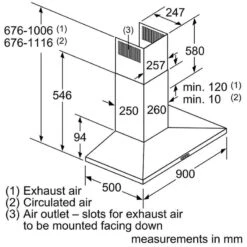Bosch Series 2 DWQ94BC50B 90cm Chimney Cooker Hood - Brushed Steel -Home Kitchen bosch dwq94bc50b dims