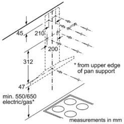 Bosch Series 2 DWQ94BC50B 90cm Chimney Cooker Hood - Brushed Steel -Home Kitchen bosch dwq94bc50b dims 3