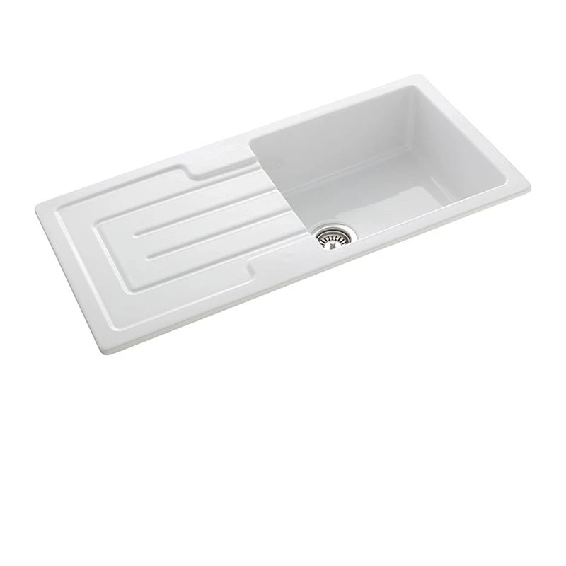 Rangemaster Austell 1 Bowl Fire Clay Ceramic Kitchen Sink - White - CAU10101WH/ 4 Rangemaster Austell 1 Bowl Fire Clay Ceramic Kitchen Sink - White - CAU10101WH/ - Image 2