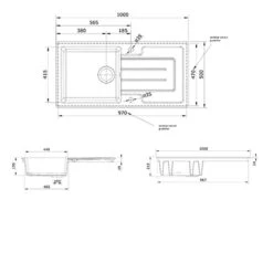 Rangemaster Austell 1 Bowl Fire Clay Ceramic Kitchen Sink - White - CAU10101WH/ 7 Rangemaster Austell 1 Bowl Fire Clay Ceramic Kitchen Sink - White - CAU10101WH/ -Home Kitchen c a cau10101wh 3