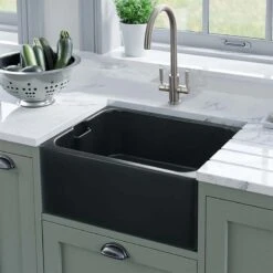 Rangemaster Farmhouse Belfast 1 Bowl Fire Clay Ceramic Kitchen Sink - Anthracite - CFBL595AN/ 8 Rangemaster Farmhouse Belfast 1 Bowl Fire Clay Ceramic Kitchen Sink - Anthracite - CFBL595AN/ -Home Kitchen c f cfbl595an 3