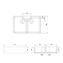 Rangemaster Farmhouse Belfast 2 Bowl Fire Clay Ceramic Kitchen Sink - White - CFBL800WH/ -Home Kitchen c f cfbl800wh 3
