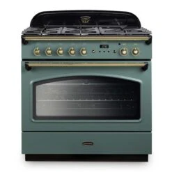 Rangemaster Classic FX 90 Dual Fuel Range Cooker - Mineral Green & Brass - CLAS90FXDFFMG/B