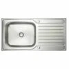 Prima Deep 1 Bowl & Drainer Inset Polished Steel Kitchen Sink - CPR030