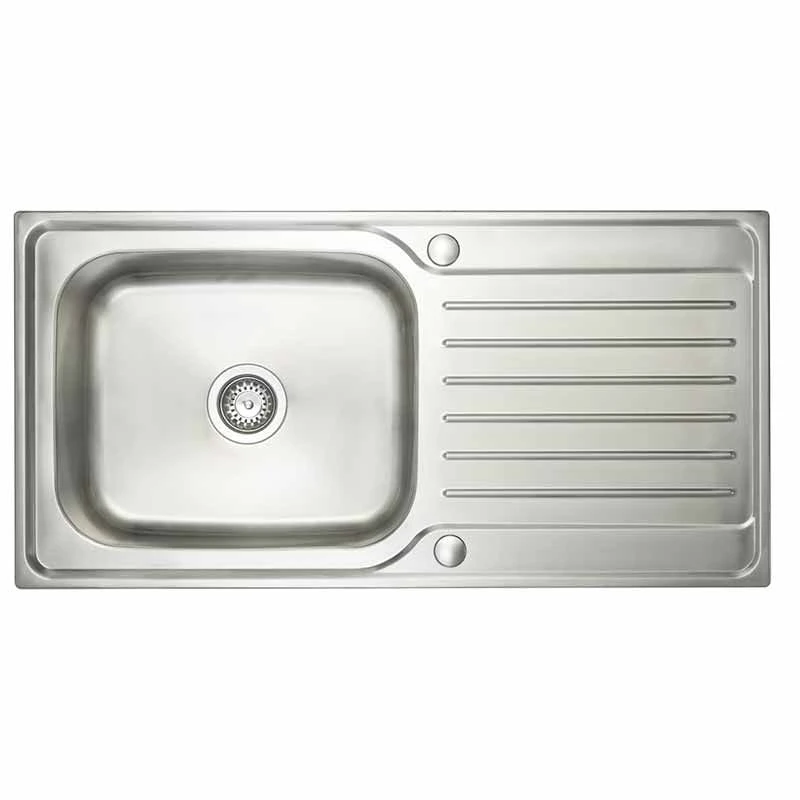 Prima Deep 1 Bowl & Drainer Inset Polished Steel Kitchen Sink - CPR030 3 Prima Deep 1 Bowl & Drainer Inset Polished Steel Kitchen Sink - CPR030
