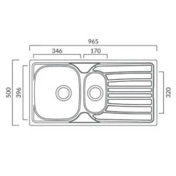 Prima 1.5 Bowl Stainless Steel Kitchen Sink & Single Lever Tap Pack - CPR042 6 Prima 1.5 Bowl Stainless Steel Kitchen Sink & Single Lever Tap Pack - CPR042 -Home Kitchen c p cpr042 dimensions