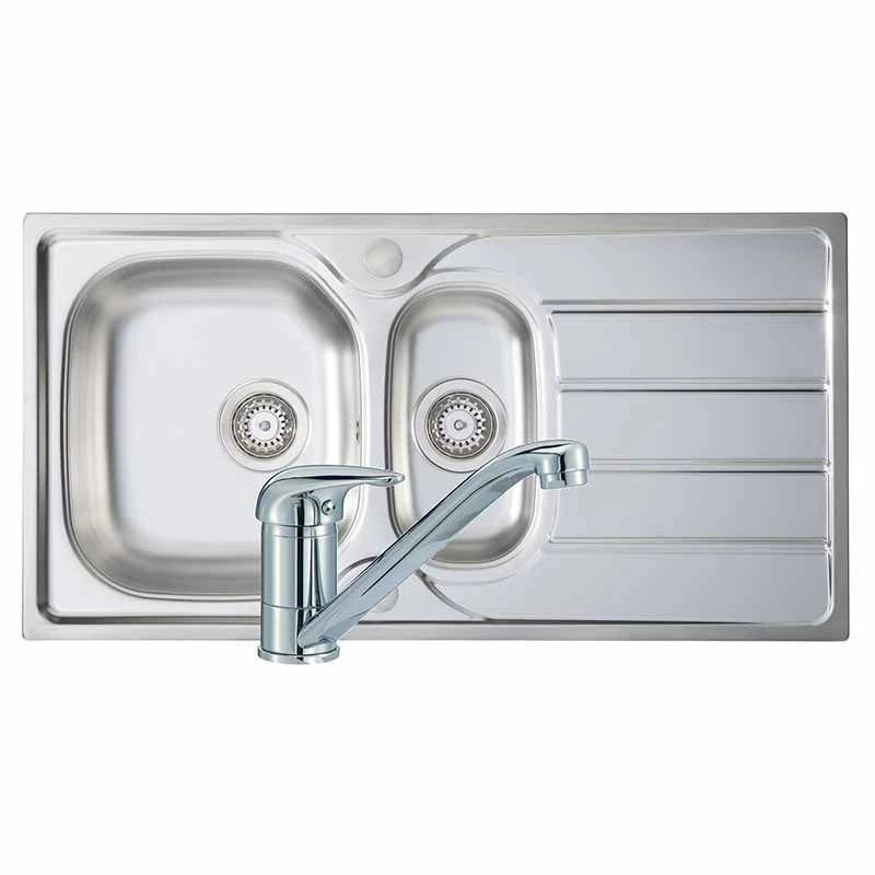 Prima 1.5 Bowl Stainless Steel Kitchen Sink & Single Lever Tap Pack - CPR042 3 Prima 1.5 Bowl Stainless Steel Kitchen Sink & Single Lever Tap Pack - CPR042