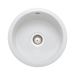 Rangemaster Rustique 445x445 1 Bowl Fire Clay Ceramic Kitchen Sink - White - CRUB385WH/