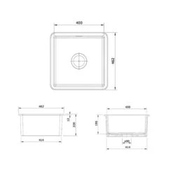 Rangemaster Rustique 462x462 1 Bowl Fire Clay Ceramic Kitchen Sink - White - CRUB4040WH/ -Home Kitchen c r crub4040wh 3