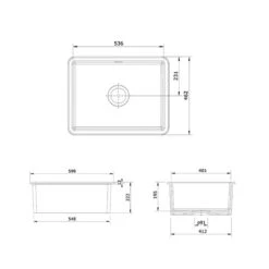 Rangemaster Rustique 598x462 1 Bowl Fire Clay Ceramic Kitchen Sink - White - CRUB5340WH/ -Home Kitchen c r crub5340wh 3