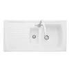 Rangemaster Tenby 1.5 Bowl Fire Clay Ceramic Kitchen Sink - White - CTE10102WH/ -Home Kitchen cte10102wh