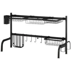 HOMCOM 2 Tier Adjustable Over The Sink Dish Drainer - Black - 801-286V00BK -Home Kitchen df5daa188d6780b46.jpg