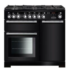Rangemaster Encore Deluxe 100cm Dual Fuel Range Cooker - Black/Chrome - EDL100DFFBL/C