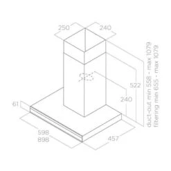 Elica Adéle 60cm Cooker Hood - Stainless Steel - ADELE-BLK-SS-60 -Home Kitchen e l elica adele blk ss 60 3