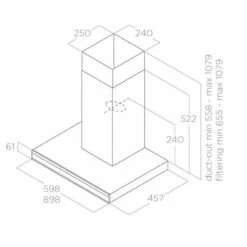 Elica Adéle 90cm Chimney Cooker Hood - Matt Black - ADELE-MATB-90 -Home Kitchen e l elica adele matb 90 3