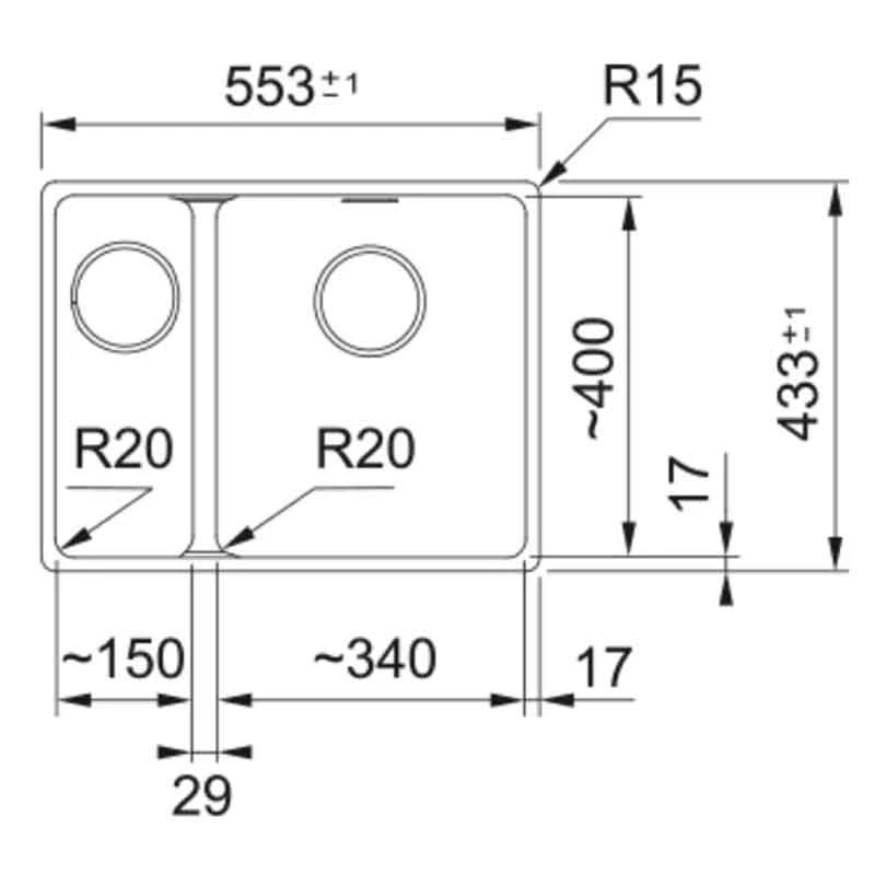Franke Maris 1.5 Bowl Undermount Fragranite Kitchen Sink MRG 160-34-15 - Left Hand - Coffee - 125.0688.516 4 Franke Maris 1.5 Bowl Undermount Fragranite Kitchen Sink MRG 160-34-15 - Left Hand - Coffee - 125.0688.516 - Image 2