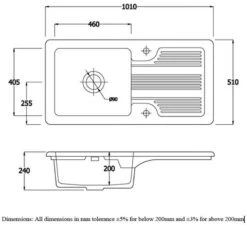 RAK Ceramics Gourmet Sink 4 - Single Bowl Kitchen Sink With Reversible Drainer - GOSINK4V2 -Home Kitchen g o gosink4v2 2