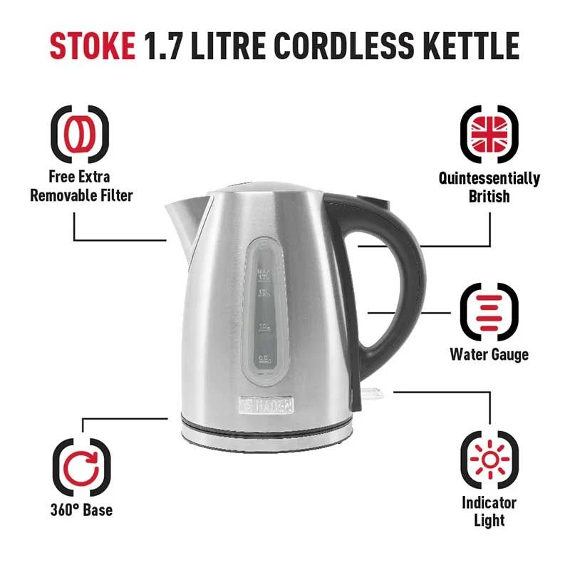 Haden Stoke 1.7 Litre Kettle - Brushed Steel - 196842 5 Haden Stoke 1.7 Litre Kettle - Brushed Steel - 196842 - Image 3