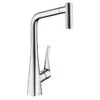 Hansgrohe Metris M71 EcoSmart Single Lever Kitchen Mixer Tap 320 With Pull-Out Spray 2 Spray Modes - Chrome - 14780000