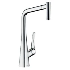 Hansgrohe Metris M71 EcoSmart Single Lever Kitchen Mixer Tap 320 With Pull-Out Spray 2 Spray Modes - Chrome - 14780000